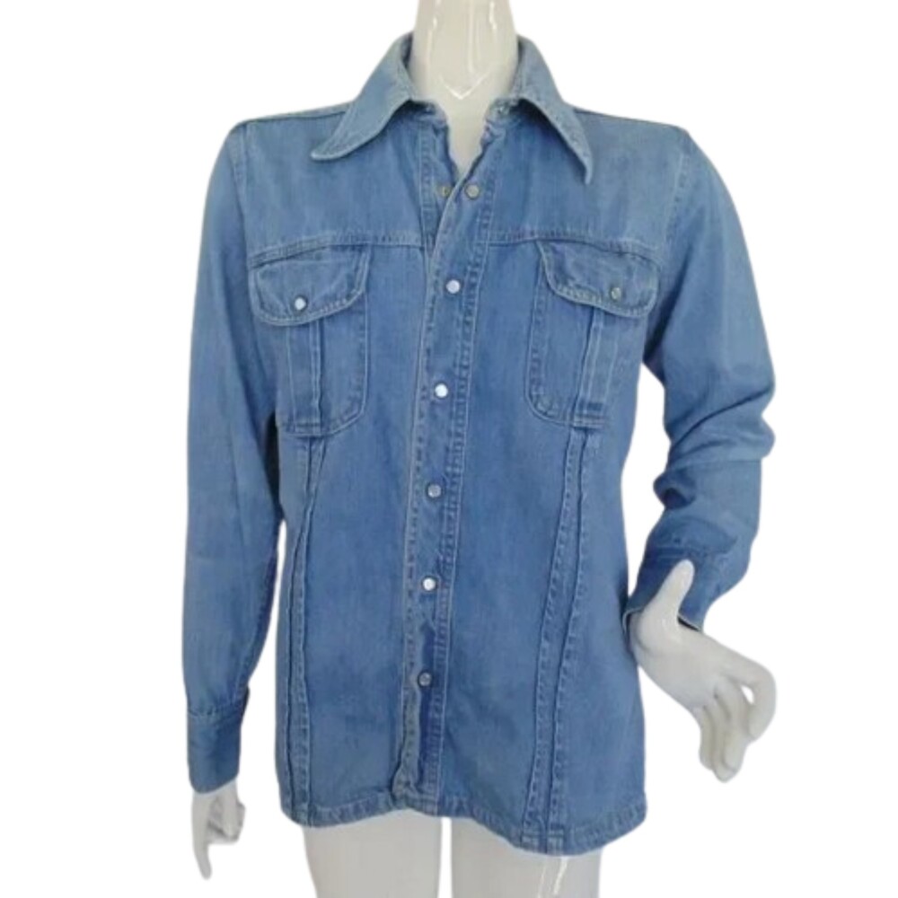 ROCKY MOUNTAIN Denim Chore Coat, M, VINTAGE, Snaps, Long sleeve, Lighter weight